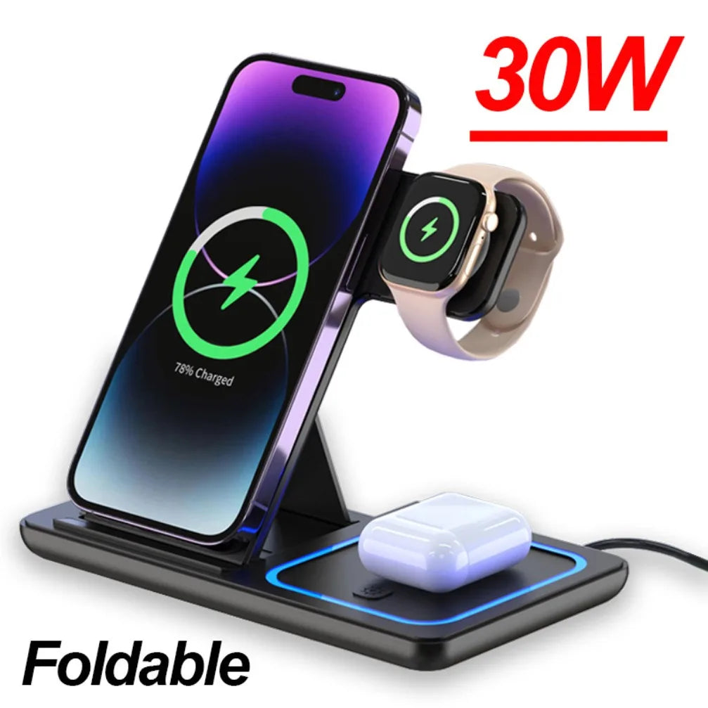3 in 1 30W Foldable Wireless Charging Station