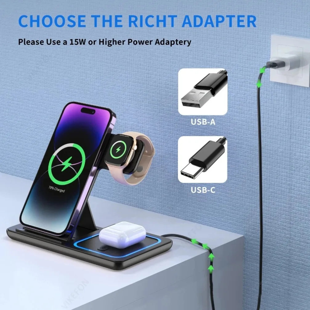 3 in 1 30W Foldable Wireless Charging Station